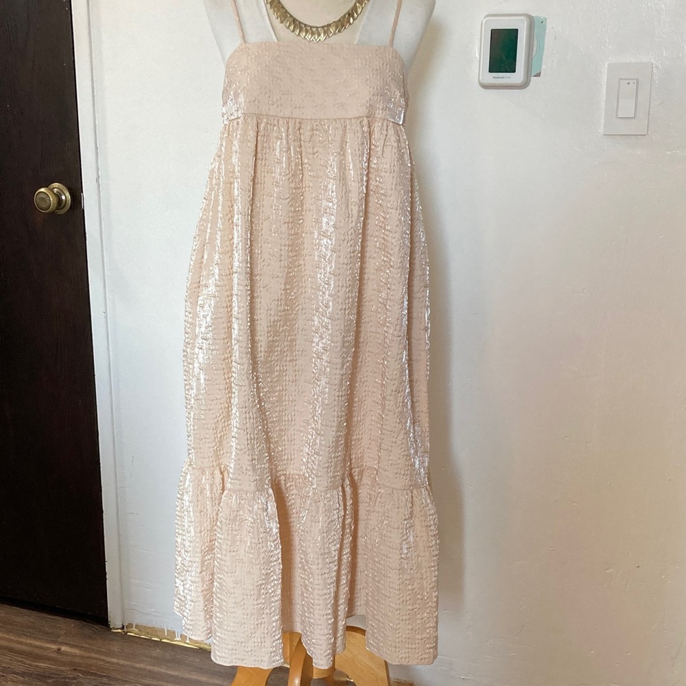 Kika Vargas Strapless Textured Dress in Cream
